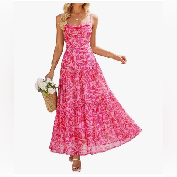 Amazon Dresses & Skirts - NWT Elegant Pink Floral Maxi Dress-S